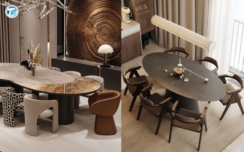 Bàn ăn 8 người kích thước bàn ăn hình oval (elip)